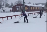 Upploppet fick skottas på grund av all nyfallen snö. FOTO: Kirunaspelen.