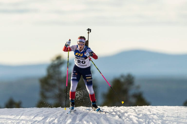 Mona Brorsson trea på Idre Fjäll efter felfritt skytte