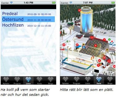 En Iphone-App för världscupen i skidskytte