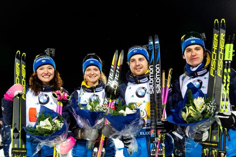 Sverige fin trea i mixstafetten