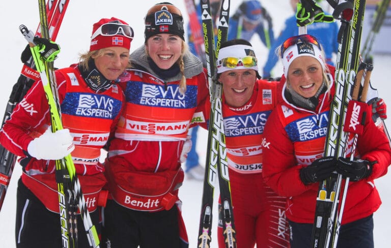 ”Kan inte ta segrar för givet” Marit Björgen förde Norge till seger. Sverige 4 efter tuff stafett