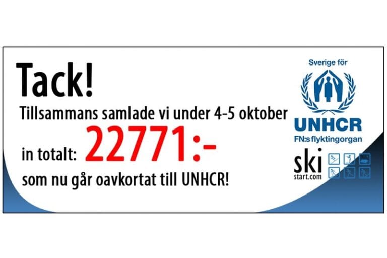 Nästan 23000 kronor från Skistart.com till UNHCR