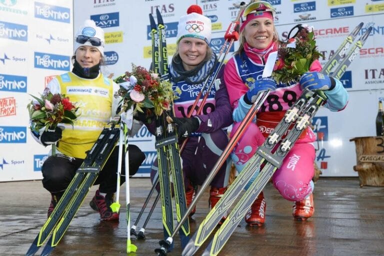 Annika Löfström stark trea på Marcialonga