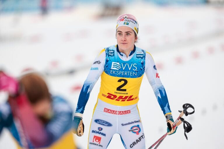 Ebba Andersson under världscuptävlingen i Trondheim i December 2023.