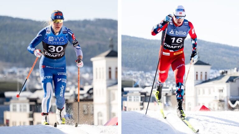 Jasmi Joensuu och Erik Valnes vinner sprinten i Olos/Muonio. Det var besvärliga förhållanden som verkligen satte vallateamen i arbete under dagens sprint i Olos/Muonio.