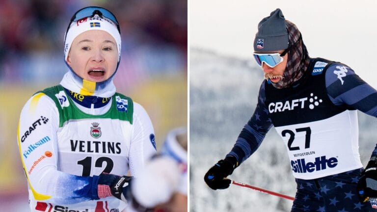 Jonna Sundling och Ben Ogden under prologen i lillehammer