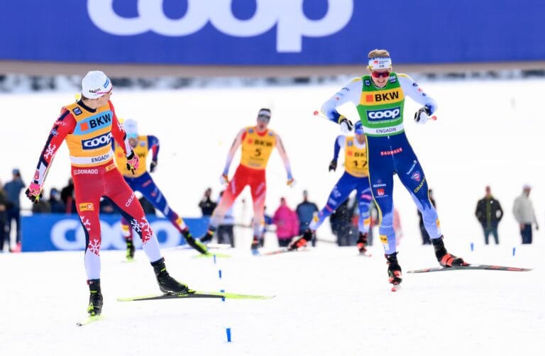 Edvin Anger andas Klæbo i nacken.