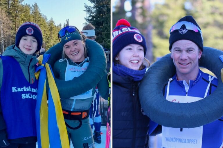 Julia och Gustav efter segern i Wadköpingsloppet