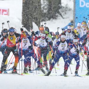 POKLJUKA,SLOVENIA,15.MAR.25 - BIATHLON - IBU World Cup, 12.5km mass start, ladies. Image shows the athletes. Photo: GEPA pictures/ Matic Klansek © Bildbyrån